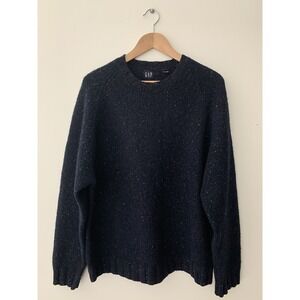 VTG GAP Sweater 100% Wool Sz L Made In Hong Kong Crew Neck Blue Heritage Legacy